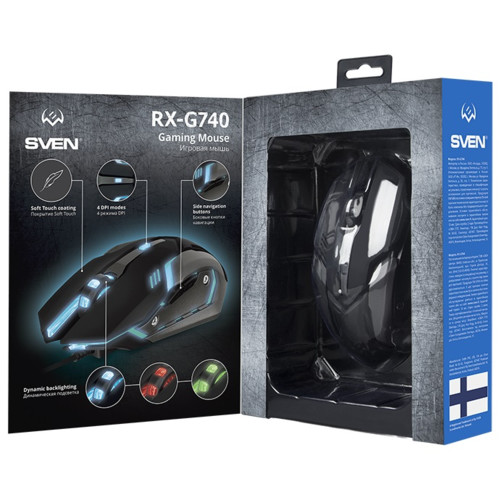 Игровая мышь Sven RX-G740 USB (5+1кл. бесш. кл. 800-2400DPI, SoftTouch, подсветка, игров. упак) SV-018344 SV-018344 #1