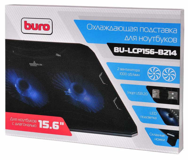 Подставка Buro для ноутбука 15.6" 358x270x21мм 1xUSB 2x 140ммFAN 597г металлическая сетка/пластик черный BU-LCP156-B214 BU-LCP156-B214 #2