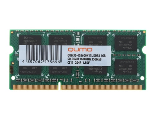 Модуль памяти Qumo DDR3 SODIMM 4GB PC3-12800, 1600MHz QUM3S-4G1600K11L QUM3S-4G1600K11L