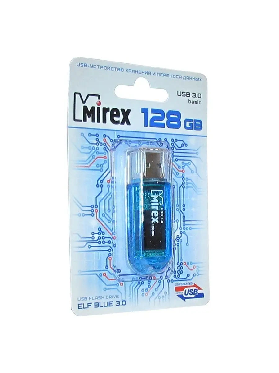 Флеш накопитель Mirex 13600-FM3BE128 128GB,Elf,USB 3.0,синий 13600-FM3BE128 13600-FM3BE128