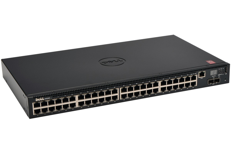 Коммутатор Dell EMC N2048, 48x1GbE, 2x10GbE SFP+ fixed ports, Stackable, no Stacking Cable, air flow from ports to PSU, PDU, 3YPSNBD N2048-ABNX-01 N2048-ABNX-01