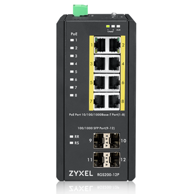 Коммутатор ZYXEL RGS200-12P L2 PoE+, 8xGE PoE+/4xSFP, крепление стена/DIN, IP30, два источника питания DC, PoE 240 Вт RGS200-12P-ZZ0101F RGS200-12P-ZZ0101F #2