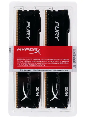 Модуль памяти Kingston  DDR4 DIMM 32GB Kit 2x16Gb PC4-19200, 2400MHz HX424C15FBK2/32 HX424C15FBK2/32