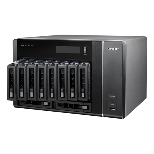Сетевой RAID-накопитель QNAP 10 отсеков для HDD, 2*10 GbE, 256 ГБ кеш mSATA. 4-хъядерн. Intel Xeon E3-1245 v3 3,4 ГГц, 32ГБ. TVS-EC1080+-E3-32G TVS-EC1080+-E3-32G