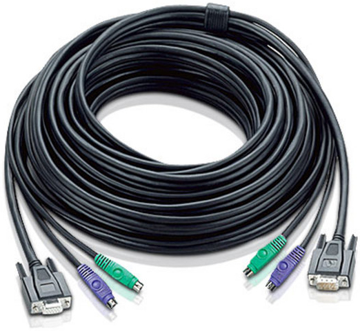 Кабель ATEN монитор+клавиатура+мышь PS/2, HD DB15+2x6MINI-DIN, Male-Female, опрессованный, 30 м. 2L-1030P 2L-1030P