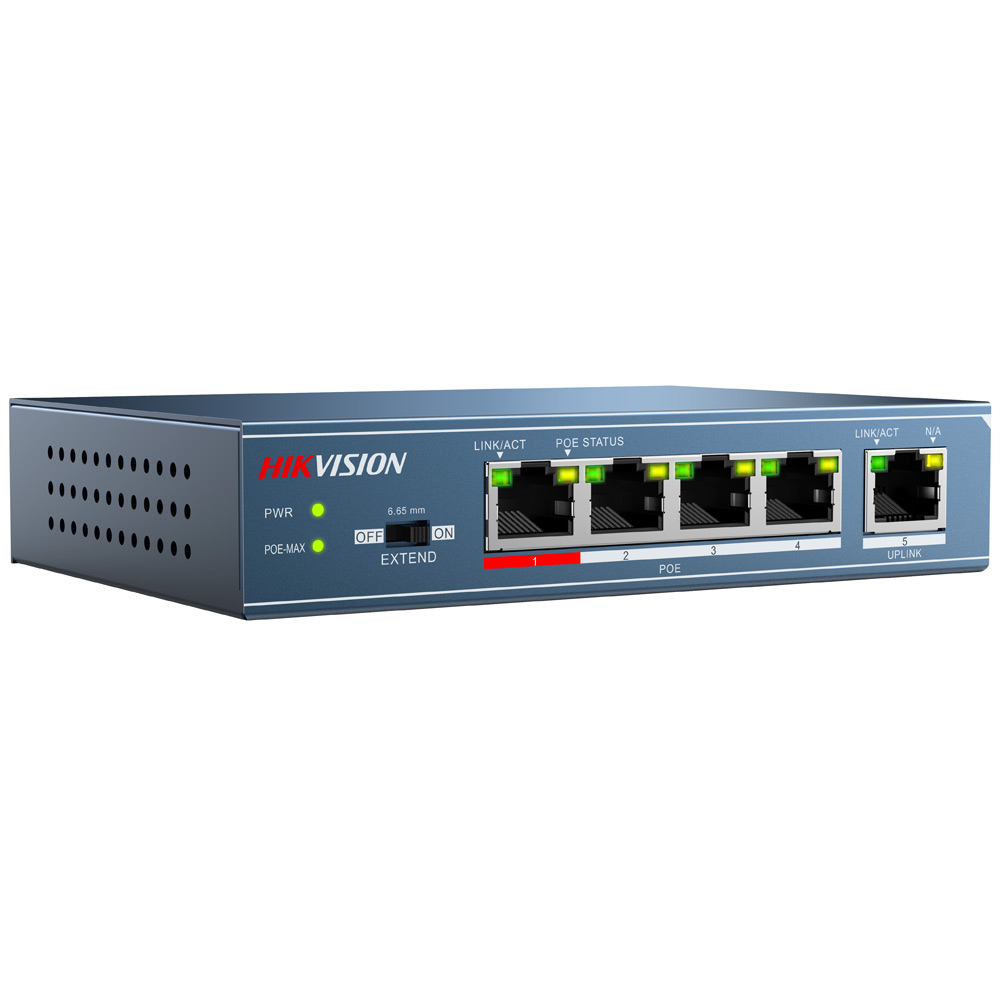 PoE коммутатор Hikvision DS-3E0105P-E с 4 PoE-портами DS-3E0105P-E DS-3E0105P-E