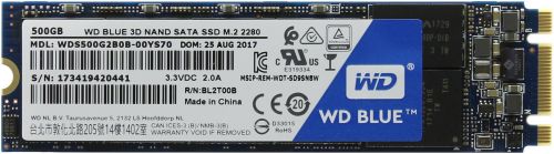 Твердотельный накопитель WD SSD Blue 3D NAND 3D NAND 500ГБ M2.2280 SATA-III WDS500G2B0B WDS500G2B0B
