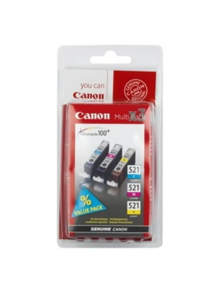 Картридж струйный Canon BJ CARTRIDGE CLI-521C/M/Y MULTIPACK 2934B010 2934B010