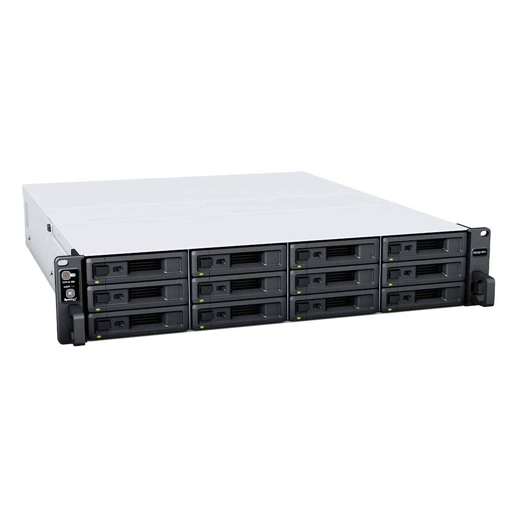 СХД Synology RS2421RP+ Rack 2U QC2,1GhzCPU/4Gb(up to 32)/RAID0,1,10,5,6/up to 12hot plug HDDs SATA(3,5' or 2,5')(up to 24 with RX1217RP)/2xUSB/4GigEth(+1Expslot)/iSCSI/2xIPcam(up to 40)/2xPS/no rail RS2421RP+ RS2421RP+