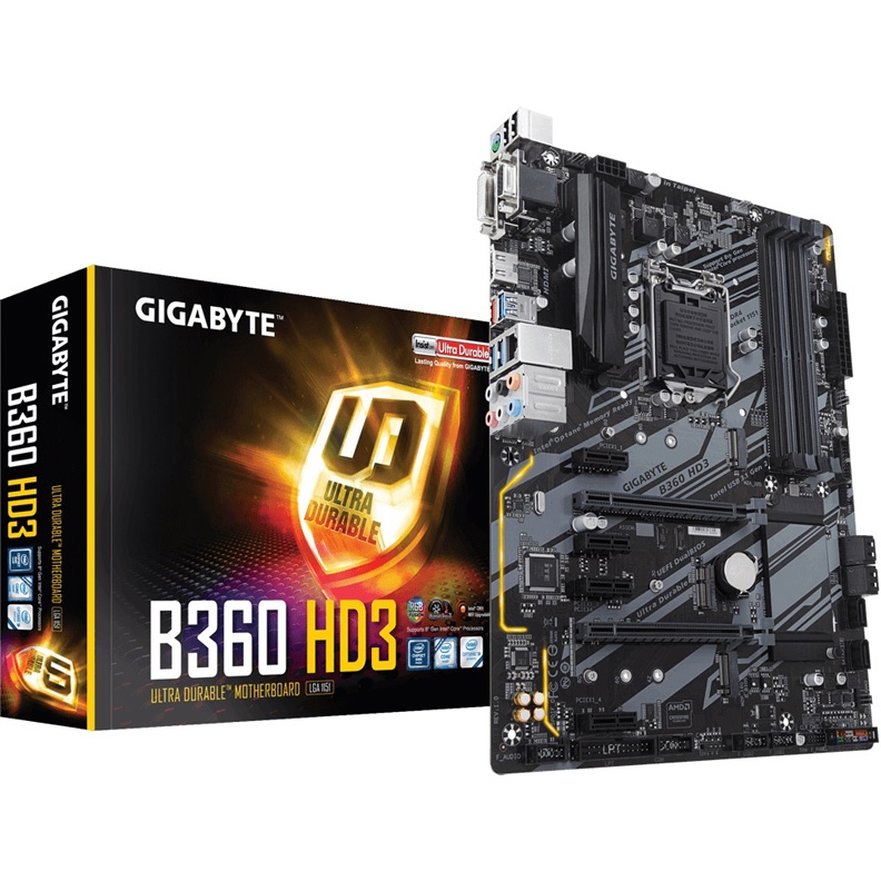 Материнская плата Gigabyte B360 HD3 Soc-1151v2 Intel B360 4xDDR4 ATX AC`97 8ch(7.1) GbLAN+VGA+DVI+HDMI B360 HD3 B360 HD3
