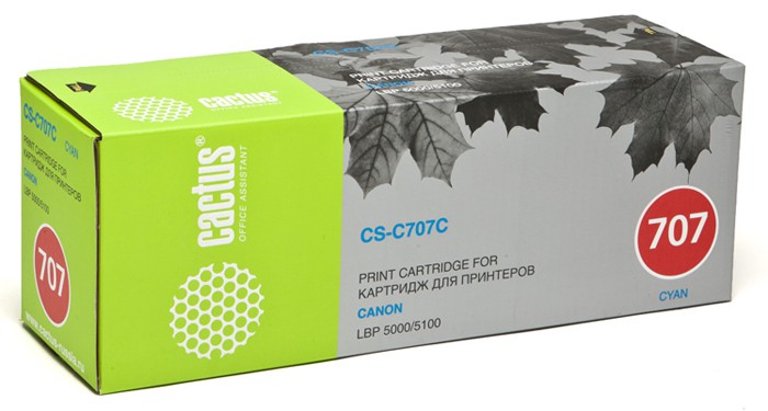 Тонер-картридж Cactus CS-C707C голубой для Canon LBP-5000 (2000стр.) CS-C707C CS-C707C