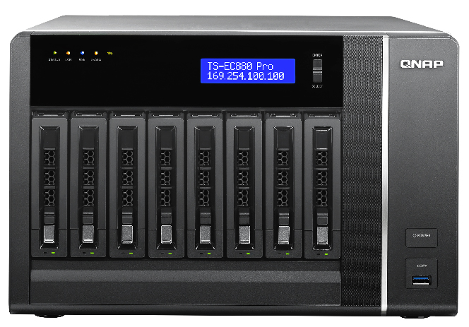 Сетевой RAID-накопитель QNAP 8 отсеков для HDD, ECC-память. Intel Xeon E3-1200 v3 3,4 ГГц, 2ГБ. TS-EC880 Pro TS-EC880 Pro