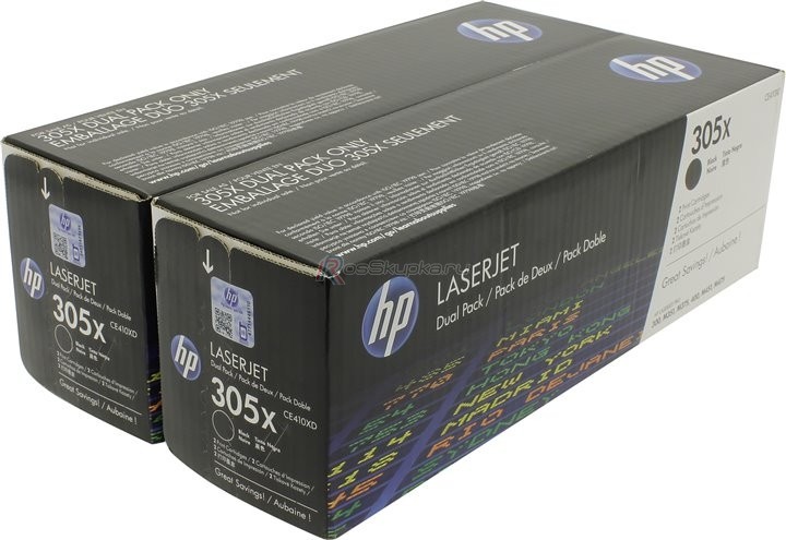 Kартридж HP 305X для HP CLJ Color M351/M451/MFP M375/MFP M475 двойная упаковка , черный (CE410XD) CE410XD