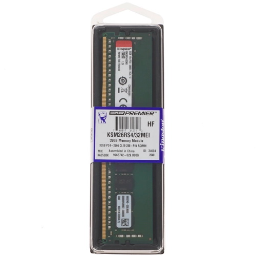 Модуль памяти Kingston  32GB 2666MHz DDR4 ECC Reg CL19 DIMM 1Rx4 Micron E IDT KSM26RS4/32MEI KSM26RS4/32MEI