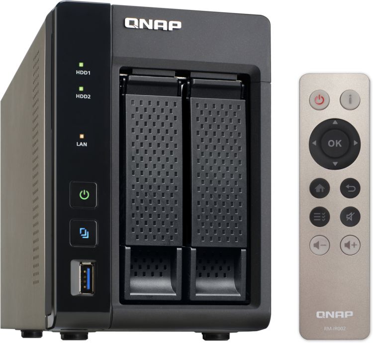 Сетевой RAID-накопитель QNAP 2 отсека для HDD, HDMI-порт. Четырехъядерный Celeron N3150 1,6 ГГц TS-253A-8G TS-253A-8G