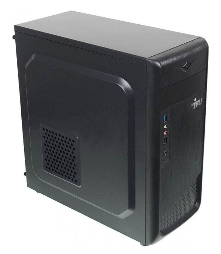 Персональный компьютер iRU Home 313 TWR i3 9100F (3.6) 8Gb 1Tb 7.2k GTX1050Ti 4Gb Free DOS GbitEth 400W черный 1434772 1434772