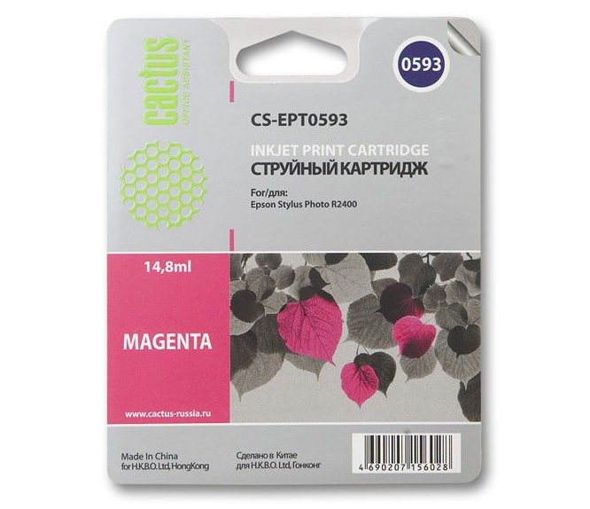 Картридж Cactus струйный CS-EPT0593 пурпурный для Epson Stylus Photo R2400 (14.8мл) CS-EPT0593 CS-EPT0593