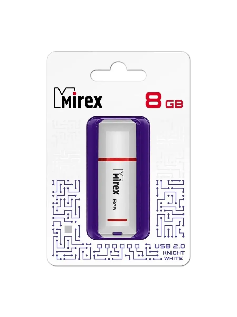 Флеш накопитель Mirex 13600-FMUKWH08 8GB,Knight,USB 2.0,белый 13600-FMUKWH08 13600-FMUKWH08