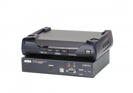 Удлинитель ATEN KVM USB HDMI+AUDIO+RS232, 10км при прямом подкл через SFP модуль/неогранич, через switch, 1xUTP Cat5e, HDMI+2xUSB A-тип+2xMINI JACK+DB9+SFP, 5xF+M, спец,шнур, PoE, (Virtual Media;макс,разр,3840х2160) KE8952-AX KE8952-AX