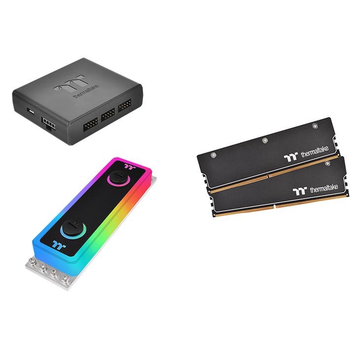 Модуль памяти Thermaltake 16GB DDR4 3200 DIMM WaterRam RGB Liquid Cooling Gaming Memory Non-ECC, CL16, 1.35V, 4xHeat Shield, 1xMemory Water Block, 1xController, XMP 2.0, Kit (2x8GB), RTL CL-W251-CA00SW-A CL-W251-CA00SW-A