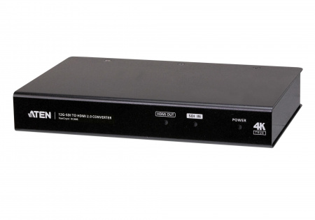 Конвертер ATEN 3G/6G/12G/HD-SDI=>HDMI+AUDIO, BNC>HDMI+BNC+2xRCA, Female, DC 5V, (макс,разр,HDMI 3840x2160 60Hz;SDi 4K DCI 25p;частота верт,развертки до 60Гц;выбор EDID для звука) VC486-AT-G VC486-AT-G