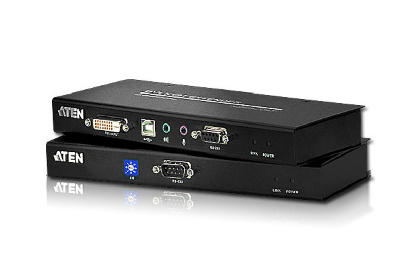 Удлинитель ATEN KVM USB, VI Dual Link+AUDIO+RS232, 60 м., 2xUTP Cat5e, с KVM-шнуром USB DVI-D 1x1.8м., БП 220> 5.3V CE602-A7-G CE602-A7-G