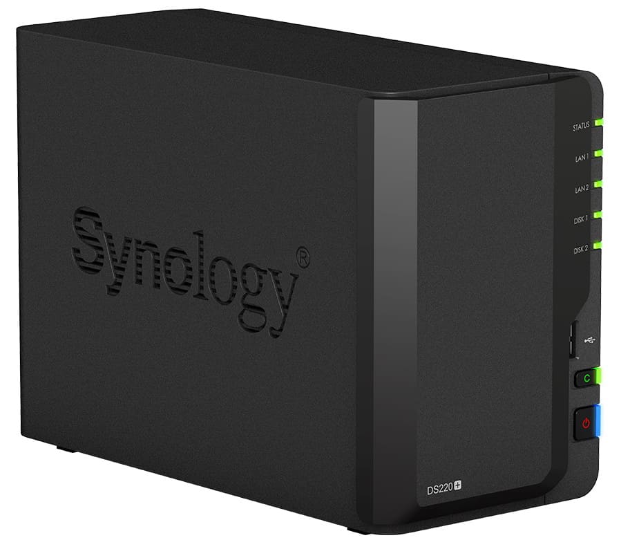 СХД Synology DS220+ DC 2,0GhzCPU/2GB(upto6)/RAID0,1/up to 2HDDs SATA(3,5' 2,5')/2xUSB3.0/2GigEth/iSCSI/2xIPcam(up to 25)/1xPS /2YW DS220+ DS220+