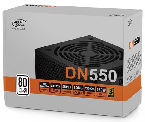 Блок питания DEEPCOOL Nova DN550 80+ (ATX 2.31, 550W, PWM 120mm fan, 80 PLUS, Active PFC, 5*SATA)  DN550 DN550