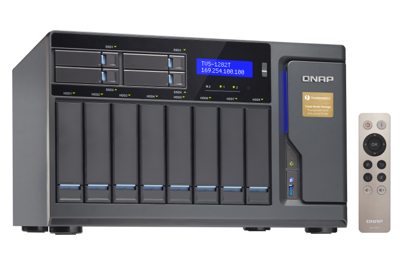 Сетевой RAID-накопитель QNAP 12 отсеков для HDD, 4-хъядерный Intel Core i7-6700 3,4 ГГц, 64 ГБ DDR4 RAM, блок питания 450 Вт. TVS-1282-i7-64G-450W TVS-1282-i7-64G-450W
