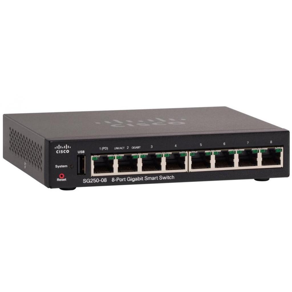 Коммутатор Cisco SG250-08 8-Port Gigabit Smart Switch SG250-08-K9-EU SG250-08-K9-EU