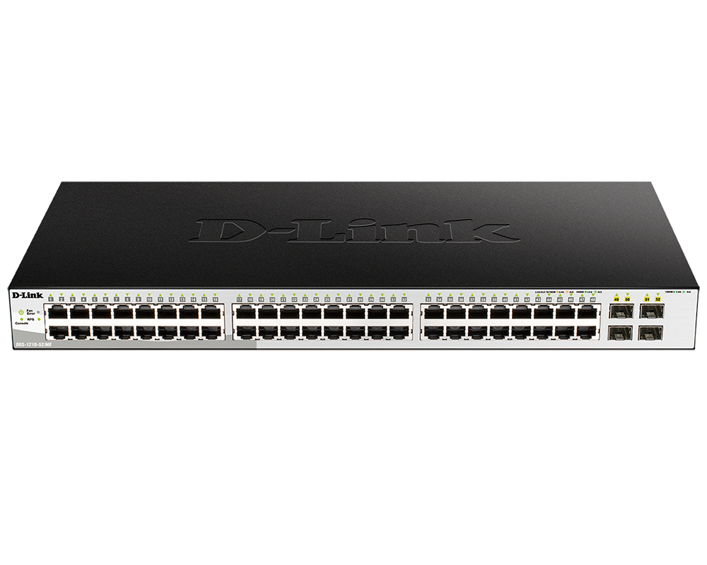 Коммутатор D-Link L2 Managed Switch with 48 10/100/1000Base-T ports and 4 1000Base-X SFP ports ,RPS Support DGS-1210-52/ME/B1A DGS-1210-52/ME/B1A