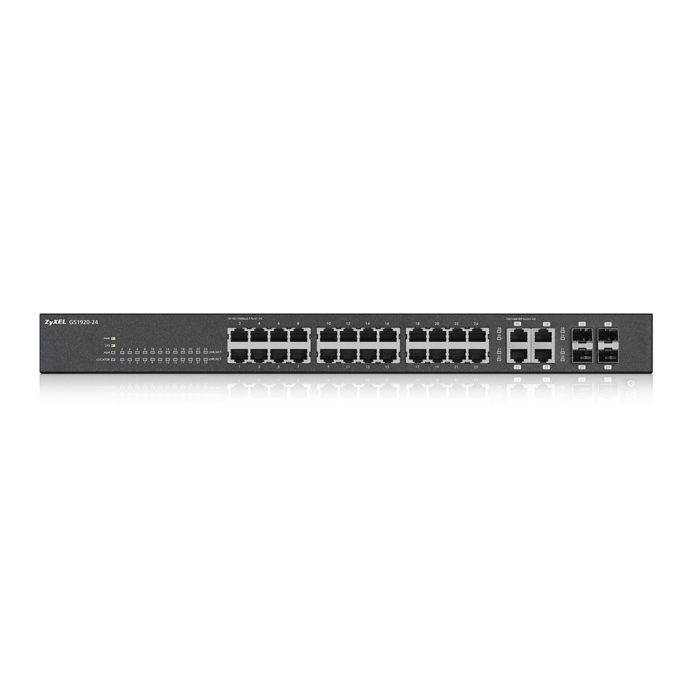 Коммутатор ZYXEL интеллектуальный 24 Gigabit Ethernet и 4 SFP-слота GS1920-24-EU0101F GS1920-24-EU0101F