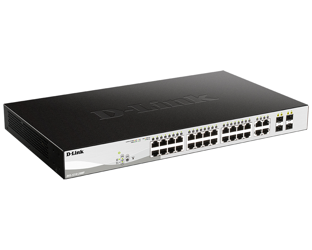 Коммутатор D-Link L2 Managed Switch with 24 10/100/1000Base-T ports and 4 1000Base-X SFP ports (24 PoE ports 802.3af/802.3at (30 W), PoE Budget 370 W) DGS-1210-28MP/ME/B1A DGS-1210-28MP/ME/B1A