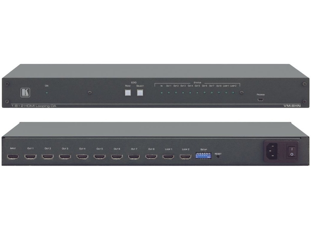 Усилитель-распределитель Kramer Electronics VM-8HN 19" Rack 1:8 HDMI с проходными выходами; поддержка 4K60 4:2:0 10-80328020 10-80328020