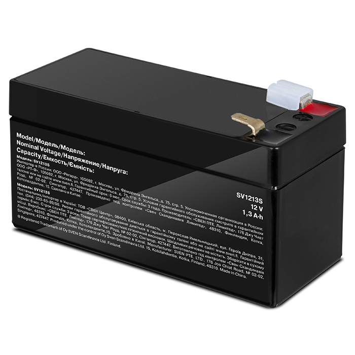 Батарея Sven SV 1213S (12V 1.3Ah), F1, AGM VRLA  для слаботочных систем. SV-017767 SV-017767
