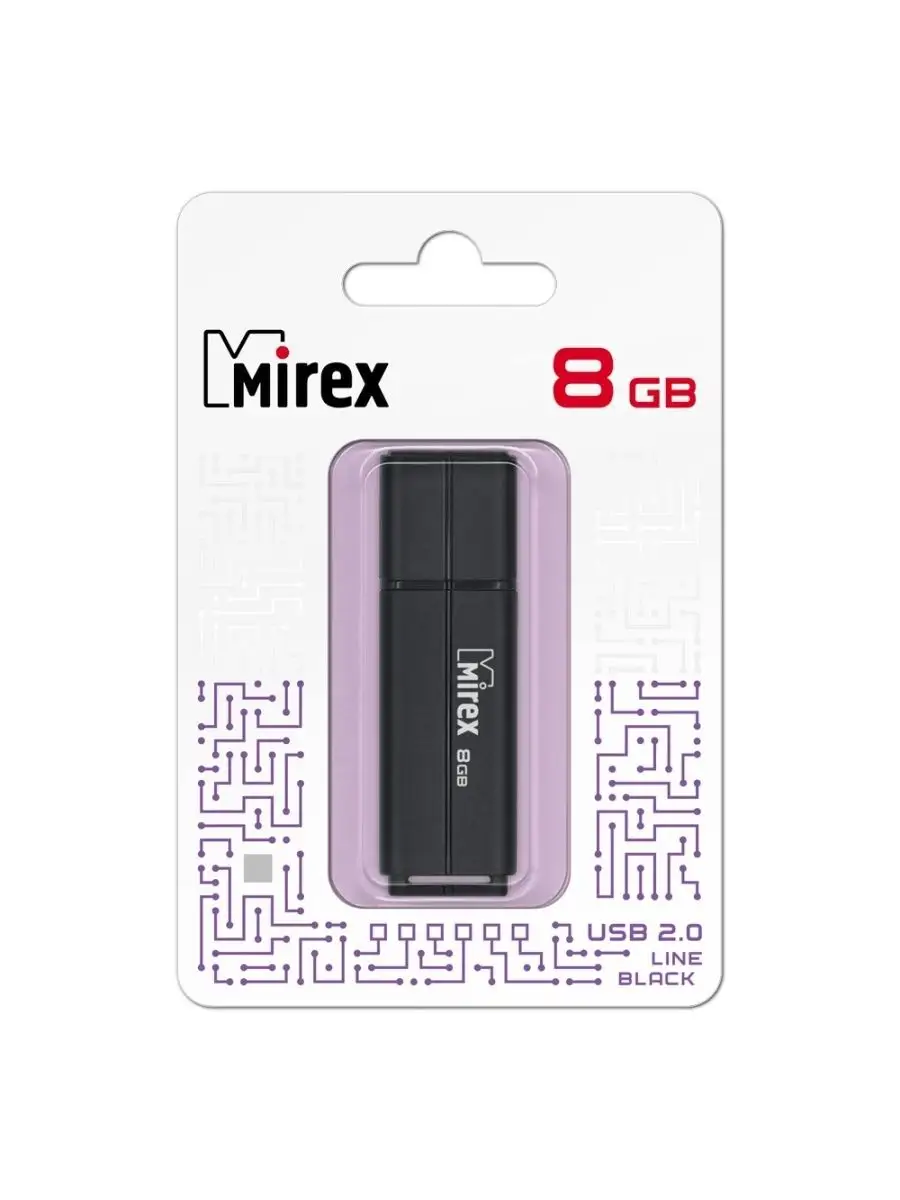 Флеш накопитель Mirex 13600-FMULBK08 8GB,Line,USB 2.0,черный 13600-FMULBK08 13600-FMULBK08