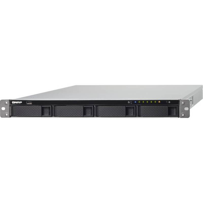 Сетевой RAID-накопитель QNAP 4-tray w/o HDD, 4-сore AMD 2.0 GHz, 4GB DDR3L (4GBx1) up to 16GB (2x8GB), 1x10G RJ45, 4xGbE, 5xUSB, 1U Rackmount, 1x250W PSU, W/o rail kit RAIL-B02 TS-463XU-4G TS-463XU-4G