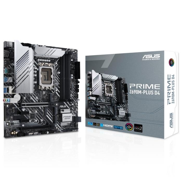 Материнская плата ASUS PRIME Z690M-PLUS D4 LGA1700 Intel Z690 4xDDR4 mATX AC`97 8ch(7.1) GbLAN RAID DVI HDMI DP PRIME Z690M-PLUS D4 PRIME Z690M-PLUS D4