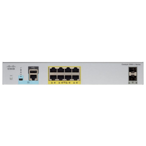 Коммутатор Cisco Catalyst 2960L 8 port GigE with PoE, 2 x 1G SFP, LAN Lite WS-C2960L-8PS-LL WS-C2960L-8PS-LL