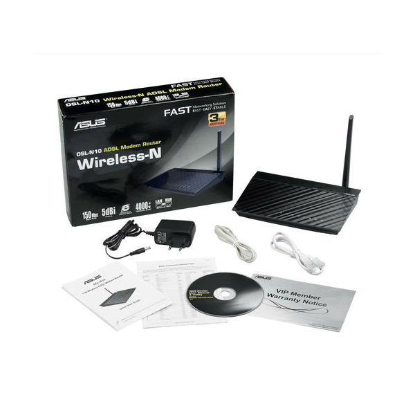 Роутер Asus Wireless-N150 with built-in 4 10/100Mbit Ethernet LAN switch (DSL-N10_С1) DSL-N10_С1