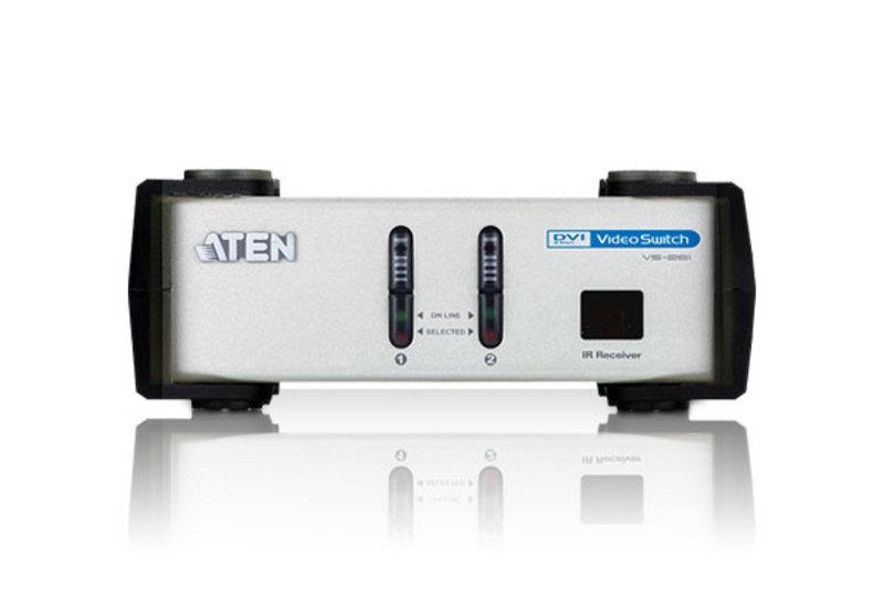 KVM переключатель ATEN DVI+AUDIO, 2> 1 монитор/панель, (1600x1200 60Hz;DDC2B;пульт ДУ) VS261-AT-G VS261-AT-G