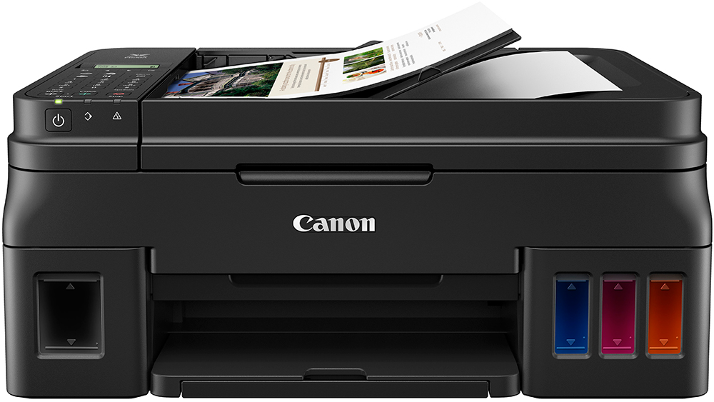МФУ Canon PIXMA G4410, 4-цветный струйный СНПЧ, A4, 8.8 (5 цв) изобр./мин, 4800x1200 dpi, ADF20, подача: 100 лист., USB, Wi-Fi, Pixma Cloud Link, печать фотографий, печать без полей, 2-строчная ЖК-панель, 2316C009 2316C009