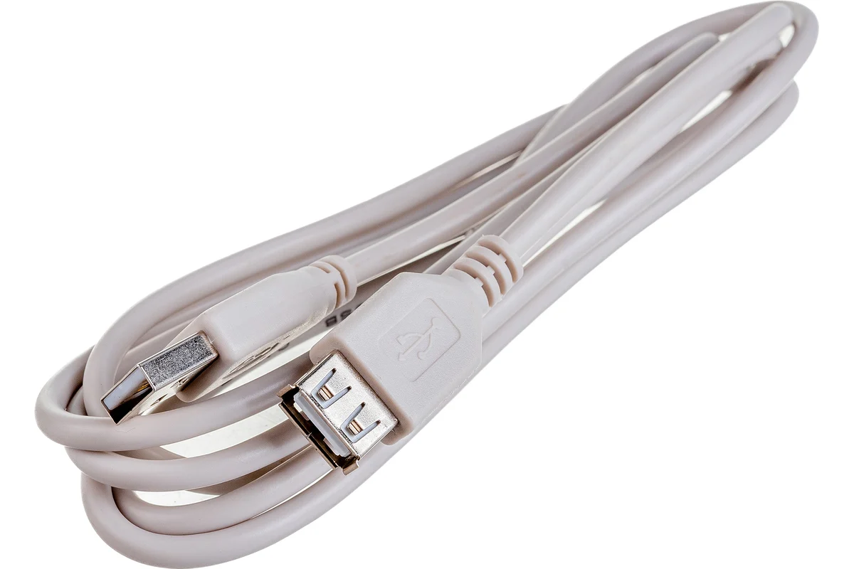 Шнур Rexant USB-A (male) штекер - USB-A (female) гнездо, длина 1,8 метра, белый (PE пакет) REXANT 18-1114 18-1114