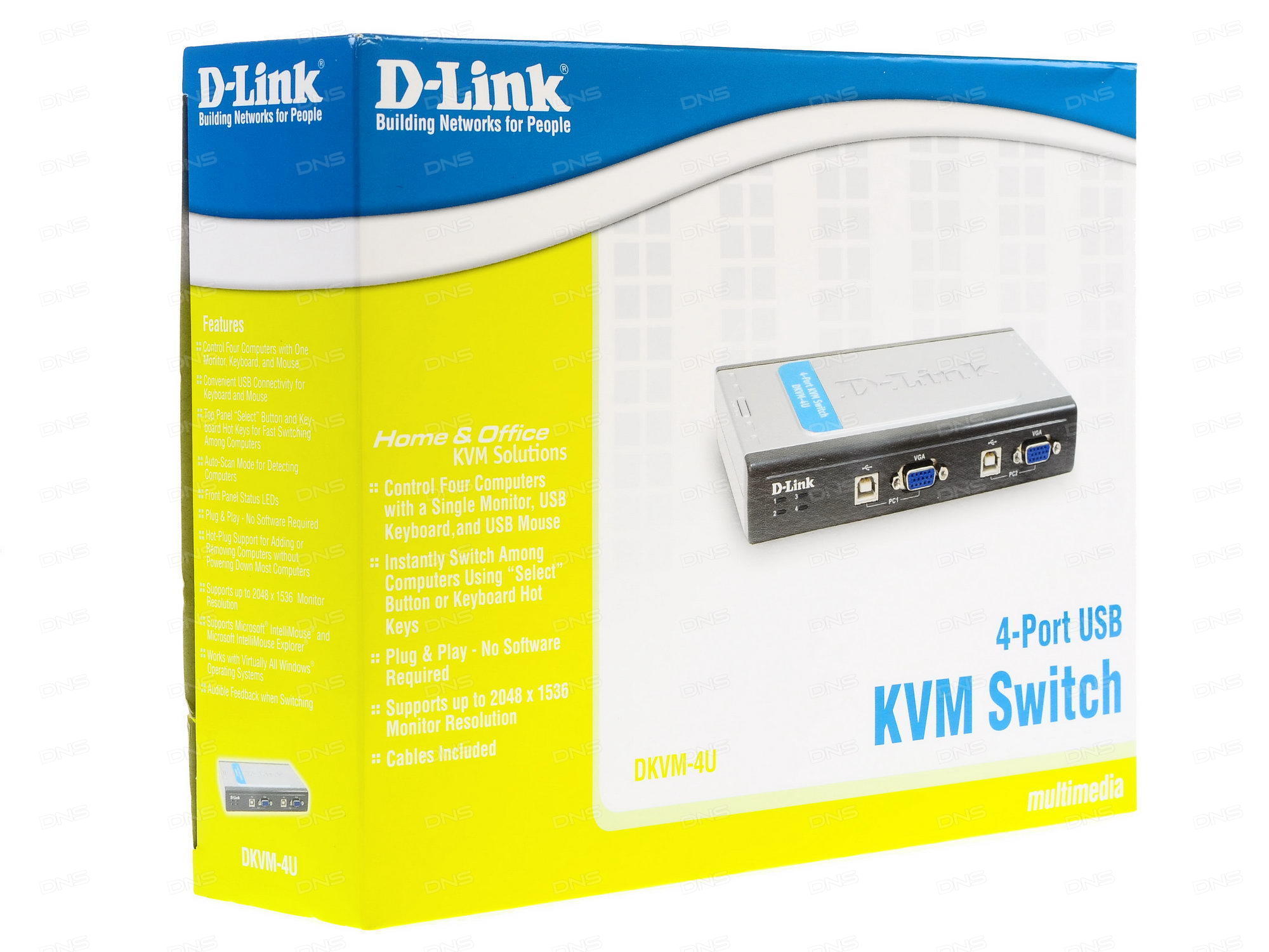 Переключатель D-Link 4-port KVM Switch with VGA and USB ports DKVM-4U/C2A DKVM-4U/C2A