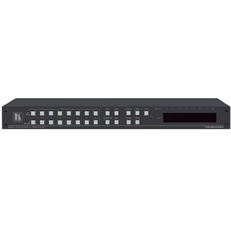 Матричный коммутатор Kramer VS-88UHDA 8х8 HDMI с эмбеддированием/деэмбеддированием звука; поддержка 4K60 4:2:0 20-08800030 20-08800030