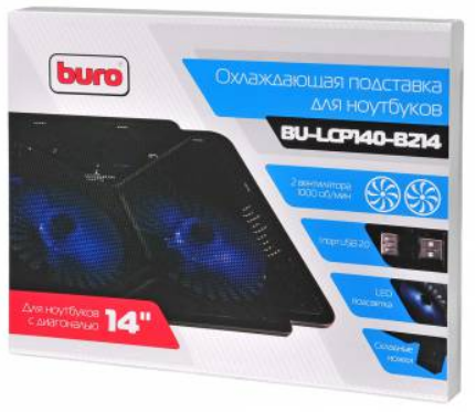 Подставка Buro для ноутбука 14" 335x265x22мм 1xUSB 2x 140ммFAN 480г металлическая сетка/пластик черный BU-LCP140-B214 BU-LCP140-B214 #1