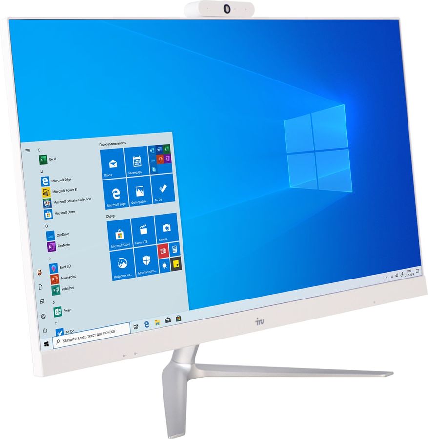 Моноблок iRU Office P2320P 23.8" Full HD Ryzen 3 3200GE (3.3) 8Gb SSD240Gb Vega 8 Windows 10 Home Single Language 64 GbitEth WiFi BT 120W Cam белый 1920x1080 1604113 1604113