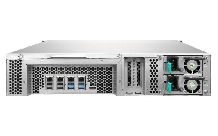 Сетевой RAID-накопитель QNAP 12 отсеков для HDD, 19", два блока питания. Двухъядерный Intel G3250 3,2 ГГц, 4ГБ TVS-1271U-RP-PT-4G TVS-1271U-RP-PT-4G
