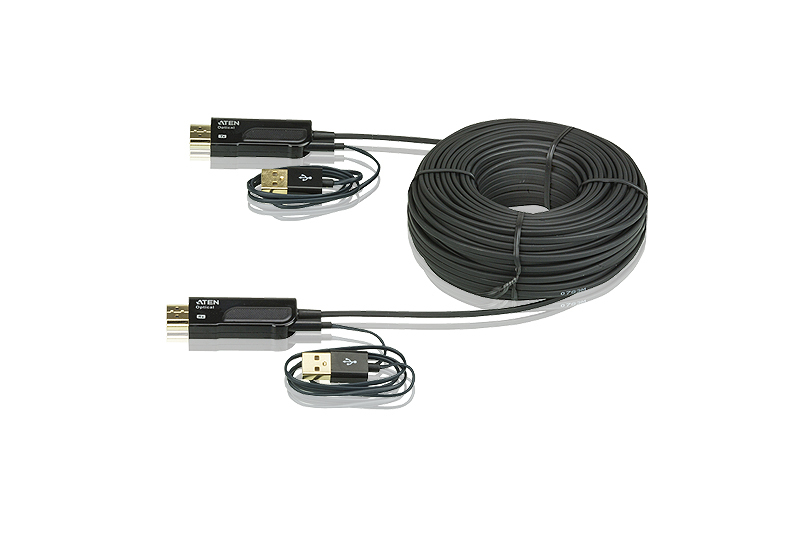 Удлинитель ATEN мониторный/сигнальный, HDMI, версия 2.0, Male-Male, опрессованный/литой, 30 м., черный VE873-AT VE873-AT
