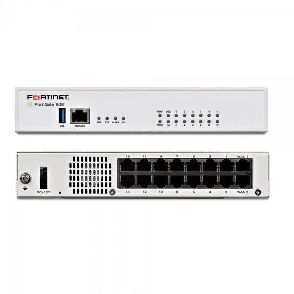 Межсетевой экран Fortinet FortiGate-90E 16 x GE RJ45 ports (including 2 x WAN ports, 1 x DMZ port, 1 x HA port, 12 x switch ports). Max managed FortiAPs (Total / Tunnel) 32 / 16 FG-90E FG-90E